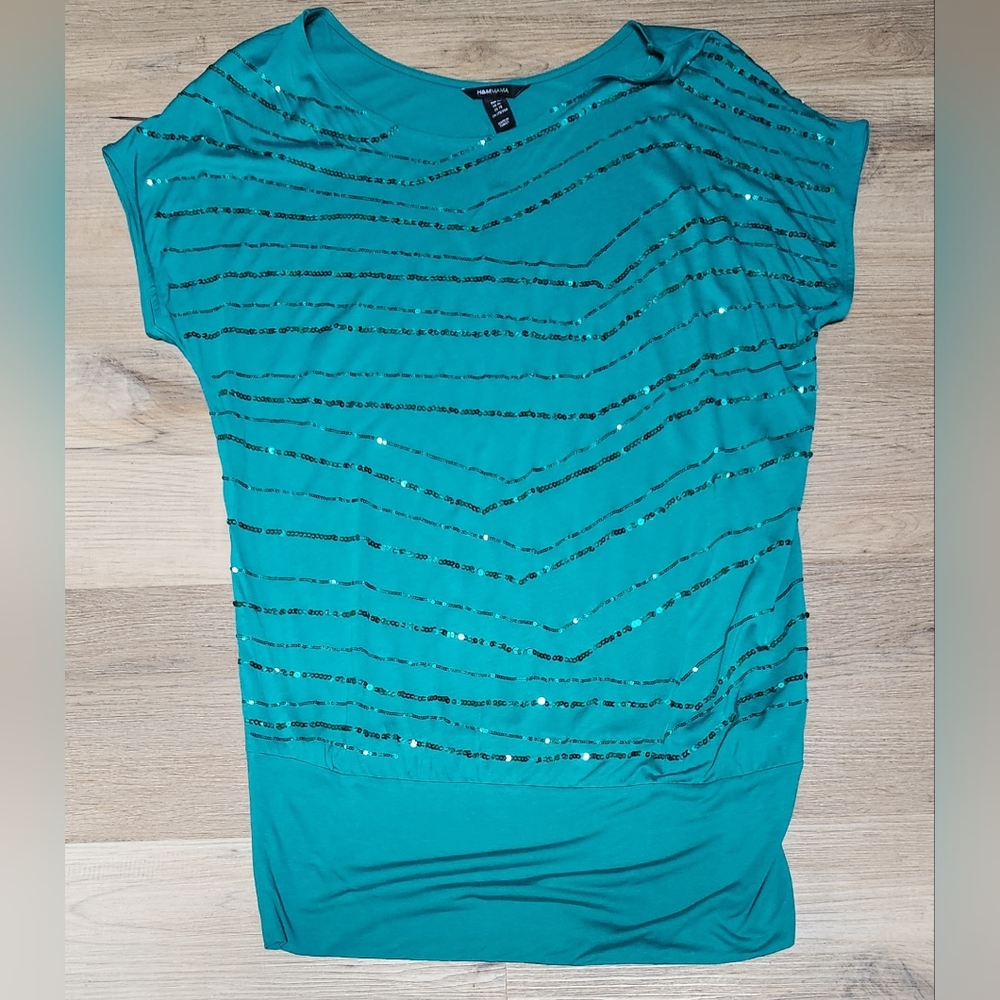 NWOT H&M Mama Maternity Green Sequin Top sz XL BIN K